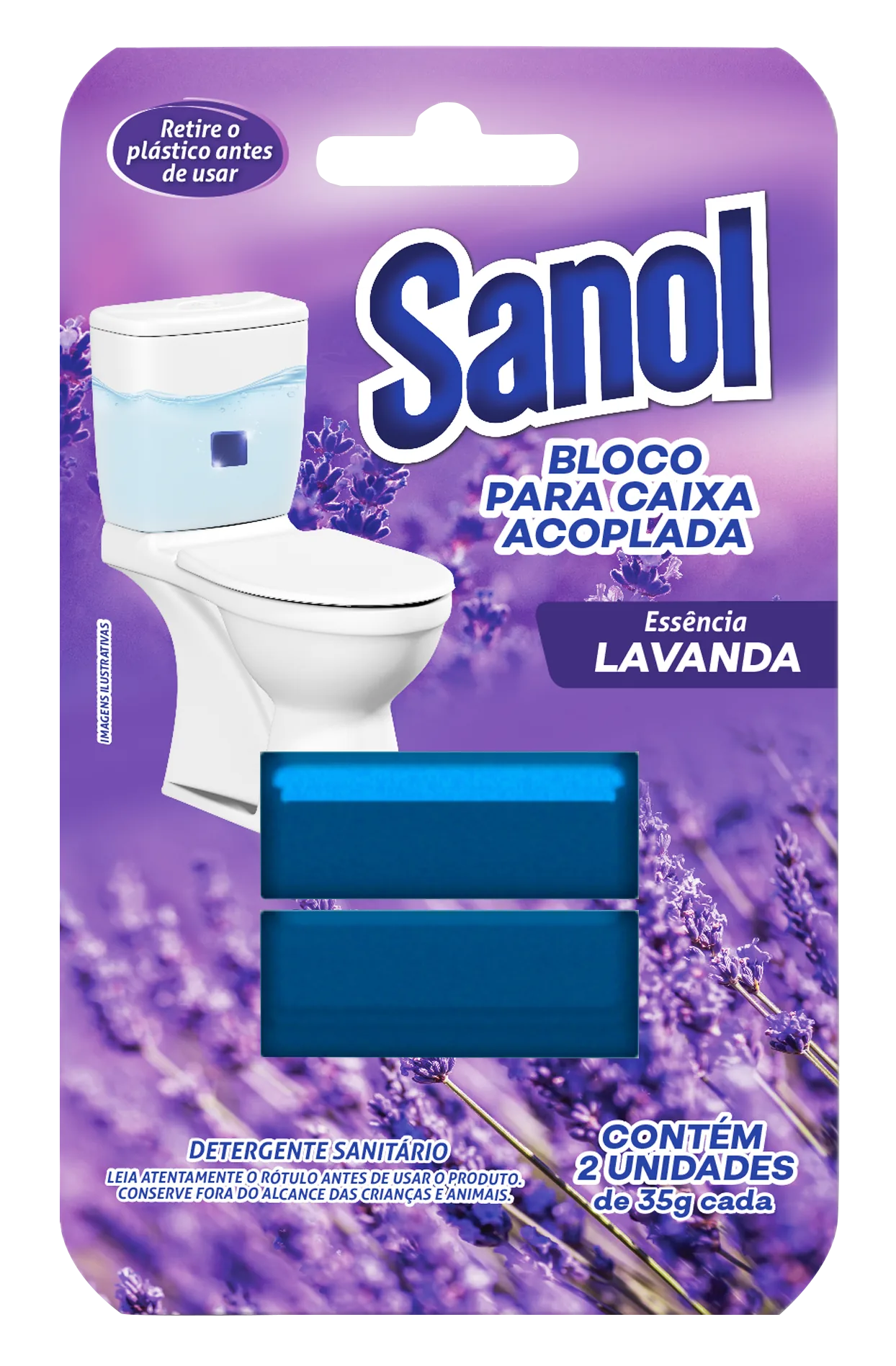 Bloco para Caixa Acoplada Sanol Lavanda 02 unidades - Sanol