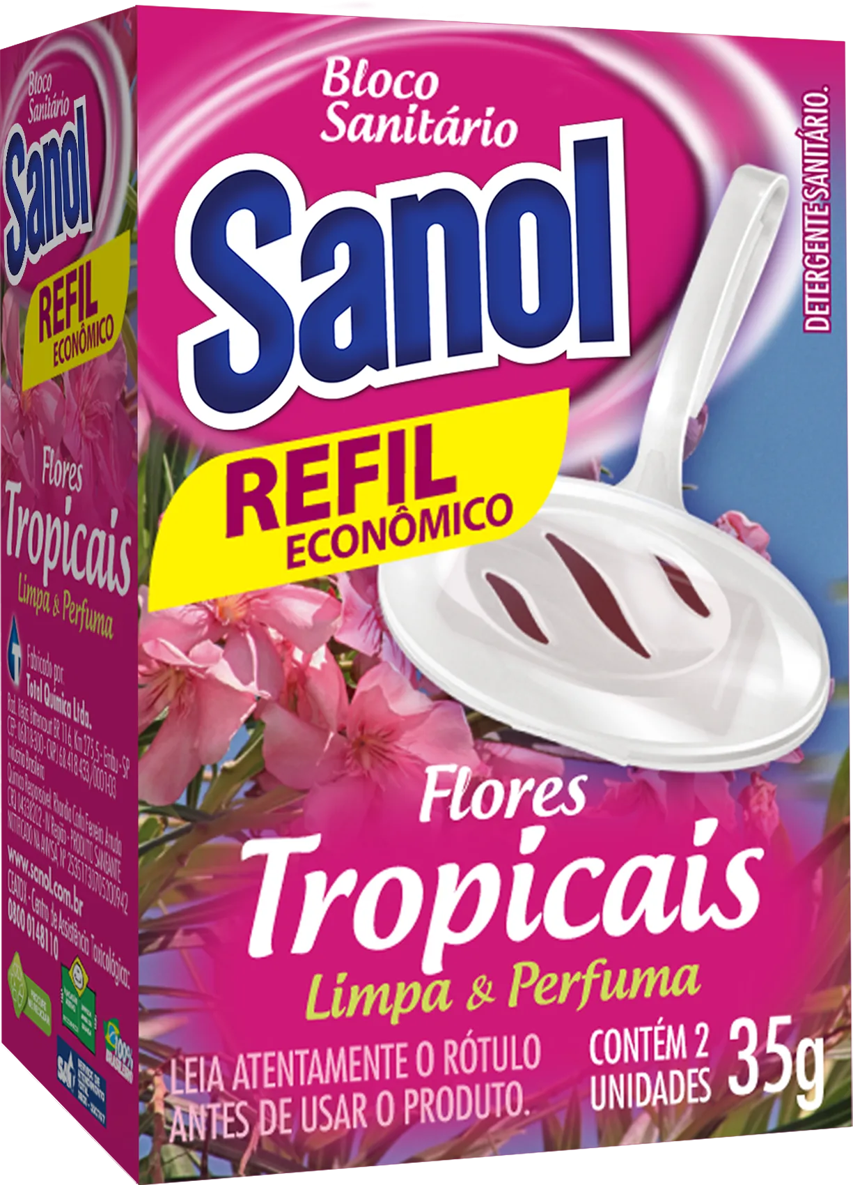 Bloco Sanitário Sanol Flores Tropicais 35g REFIL - Sanol