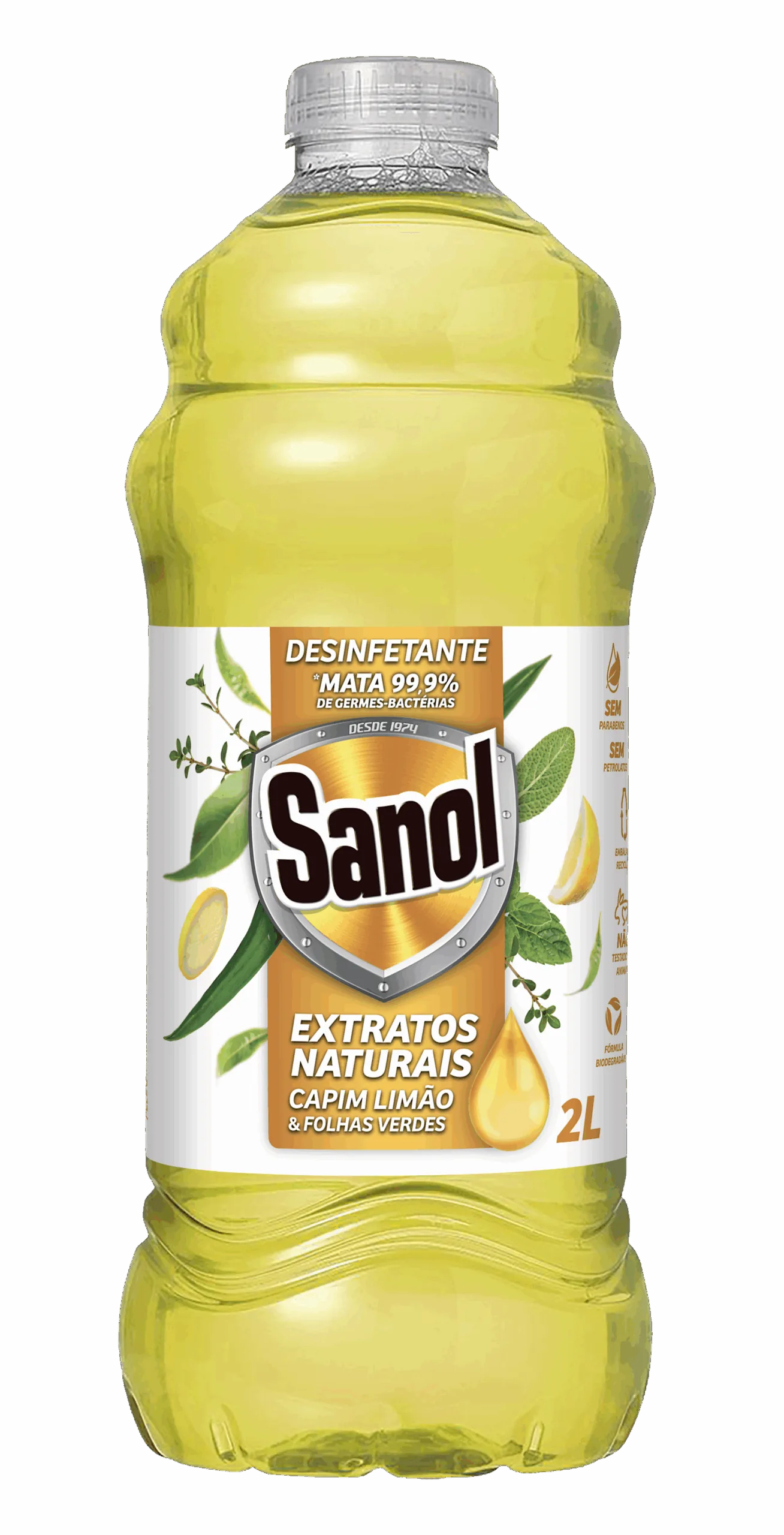 Desinfetante Sanol Extratos Naturais Capim Limão & Folhas Verdes 2L - Sanol