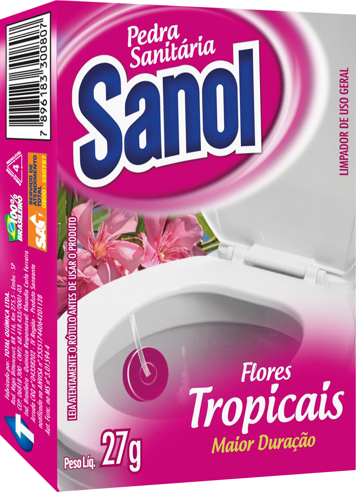 Pedra Sanitária Sanol Flores Tropicais 27g - Sanol
